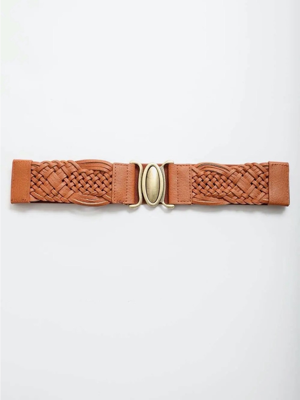 Vegan NWT Leto Oval Buckle Braided Elastic Belt Bohemian cruelty free